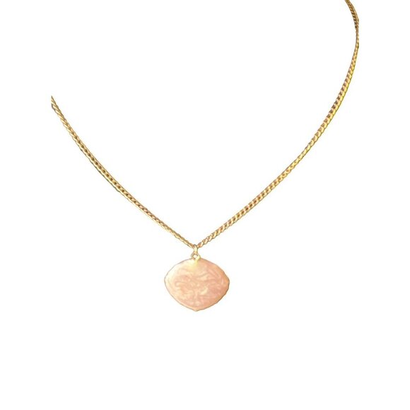 Leaf Design Enamel Necklace 9” Small Delicate Pendant Orange Blush Reversible Vi - Picture 3 of 5